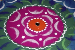 Come fare i rangoli sull'acqua con la polvere?